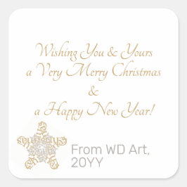 メリーエレガントクリスマス金ゴールド銀書道 スクエアシール