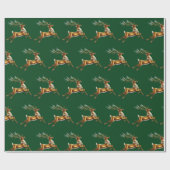 メリーエレガントクリスマス金ゴールド鹿クリスマスフェスティバルパット ラッピングペーパー (フラット)