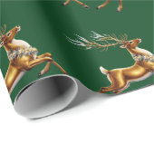 メリーエレガントクリスマス金ゴールド鹿クリスマスフェスティバルパット ラッピングペーパー (ロールコーナー)