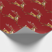 メリーエレガントクリスマス金ゴールド鹿クリスマスフェスティバルパット ラッピングペーパー (角)