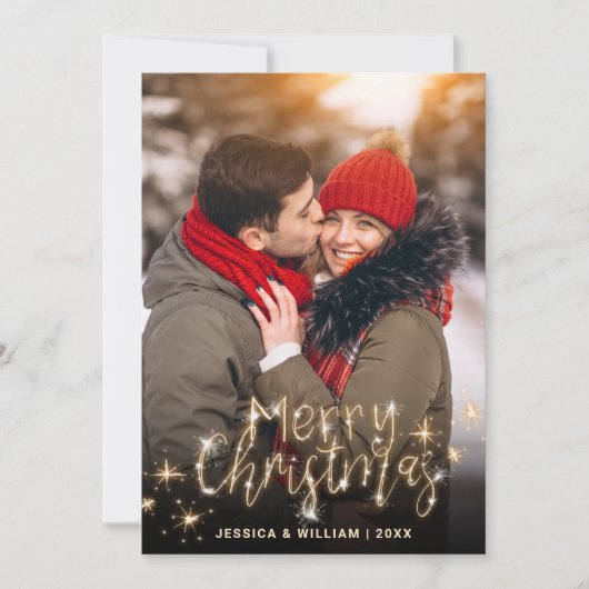 メリーエレガントクリスマス黄金の輝きの写真 シーズンカード (正面)