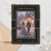 メリーエレガントクリスマス黒金ゴールドカップルの写真 シーズンカード