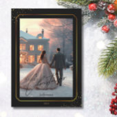 メリーエレガントクリスマス黒金ゴールドカップルの写真 シーズンカード