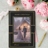 メリーエレガントクリスマス黒金ゴールドカップルの写真 シーズンカード