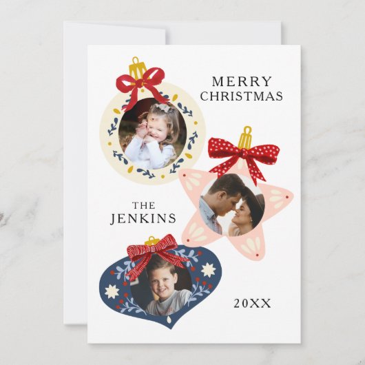 メリーエレガントクリスマス3写真家族カード シーズンカード (正面)