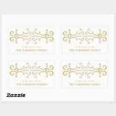 メリーエレガントクリスマス・ギフトラベル/ホワイト金ゴールド 長方形シール (シート)