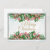 メリーエレガントクリスマス、ハッピーホリデー葉書 ポストカード (正面/裏面)