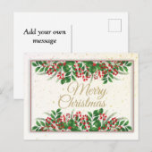 メリーエレガントクリスマス、ハッピーホリデー葉書 ポストカード (正面/裏面)