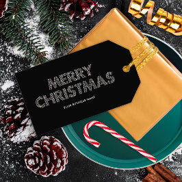 メリーエレガントクリスマス・ビジネス・ブラック&ホワイト ギフトタグ