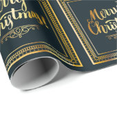 メリーエレガントクリスマス・ブラック&金ゴールド・ギフト ラッピングペーパー (ロールコーナー)