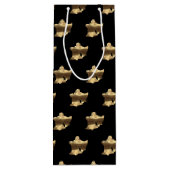 メリーエレガントクリスマス・ベル黒と金ゴールドルック ワインギフトバッグ (裏面)