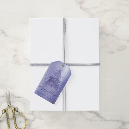 メリーエレガントクリスマス |紫魅力的の木 ギフトタグ (より糸付き)