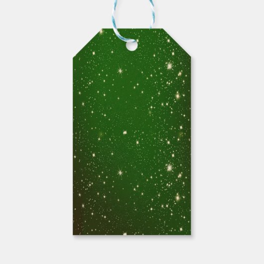 メリーエレガントクリスマス、金ゴールド紙吹雪、レッドボウ ギフトタグ (裏面)