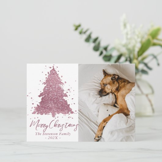 メリーエレガントクリスマス | Dusty Mauveピンクの写真 シーズンカード (スタンド正面)