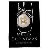 メリーエレガントスクリスマスボードブラック ミディアムペーパーバッグ (裏面)