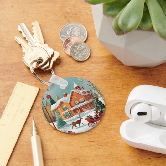 メリーエレガントスクリスマスメタルサークルキーチェーン キーホルダー (デスク)