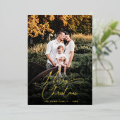 メリーエレガントスモダンクリスマス写真松コーン 箔シーズンカード (立ち正面)