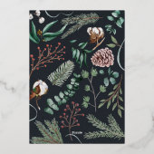 メリーエレガントスモダンクリスマス写真松コーン 箔シーズンカード (裏面)