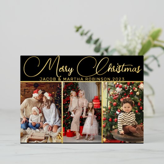メリーエレガントス数々のクリスマス写真箔 箔シーズンカード (立ち正面)