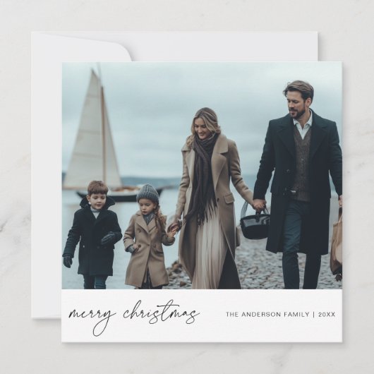 メリーエレガントス航海のクリスマス家族フォトブルー シーズンカード (正面)