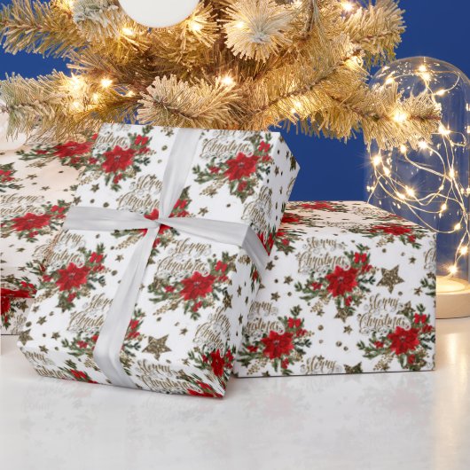 メリーエレガントス・クリスマスポインセチア ラッピングペーパー (クリスマス)