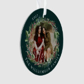 メリーエレガントフェスティバル水色リース2枚フォト オーナメント (正面)