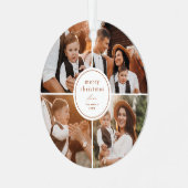 メリーエレガントミニマルクリスマス写真コラージュ メタルオーナメント (正面左)