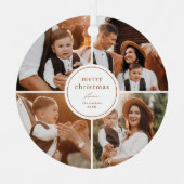 メリーエレガントミニマルクリスマス写真コラージュ メタルオーナメント (正面)