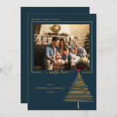 メリーエレガントミニマルクリスマス家族写真ホール シーズンカード (正面/裏面)