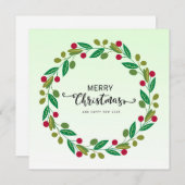 メリーエレガントモダンカラフルクリスマスリース シーズンカード (正面/裏面)