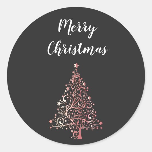 メリーエレガントモダンクリスマスバラ金ゴールドツリー ラウンドシール (正面)