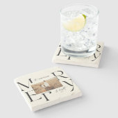 メリーエレガントモダンクリスマス写真タイポグラフィ ストーンコースター (横)