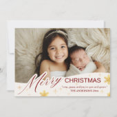 メリーエレガントモダンクリスマス1写真のスノーフレーク シーズンカード (正面)