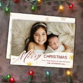 メリーエレガントモダンクリスマス1写真のスノーフレーク シーズンカード