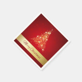 メリーエレガント白熱［赤熱］光を放つクリスマスの木 スタンダードカクテルナプキン (角)