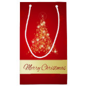 メリーエレガント白熱［赤熱］光を放つクリスマスの木 スモールペーパーバッグ (裏面)