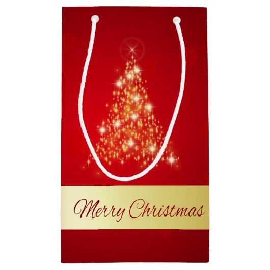 メリーエレガント白熱［赤熱］光を放つクリスマスの木 スモールペーパーバッグ (裏面)