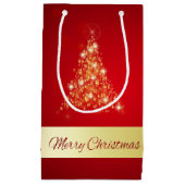 メリーエレガント白熱［赤熱］光を放つクリスマスの木 スモールペーパーバッグ (正面)