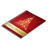 メリーエレガント白熱［赤熱］光を放つクリスマスの木 ノートブック (左側)