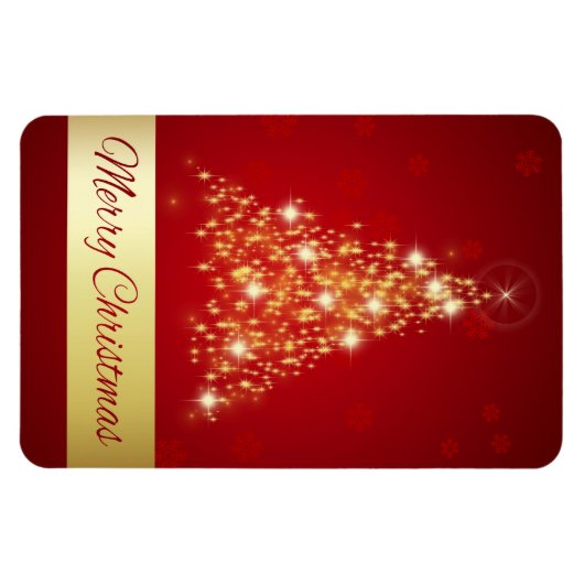 メリーエレガント白熱［赤熱］光を放つクリスマスの木 マグネット (横)