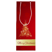 メリーエレガント白熱［赤熱］光を放つクリスマスの木 ワインギフトバッグ (裏面)