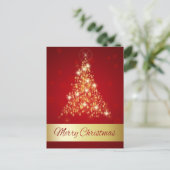 メリーエレガント白熱［赤熱］光を放つクリスマスツリーホリデイポスト シーズンポストカード (スタンド正面)