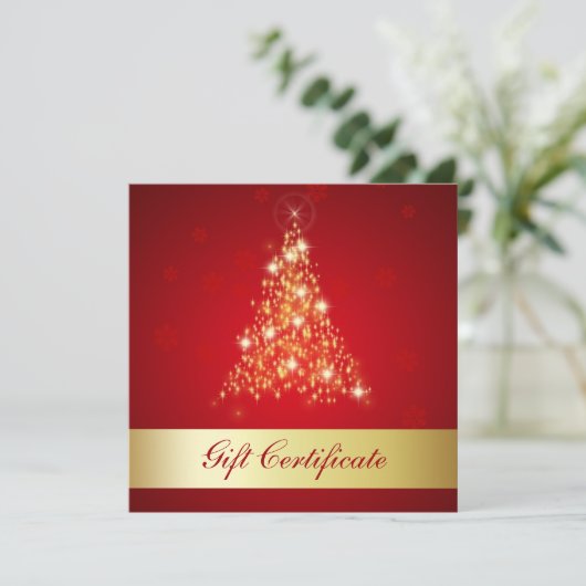 メリーエレガント白熱［赤熱］光を放つスのクリスマスツリーのギフトカード (スタンド正面)