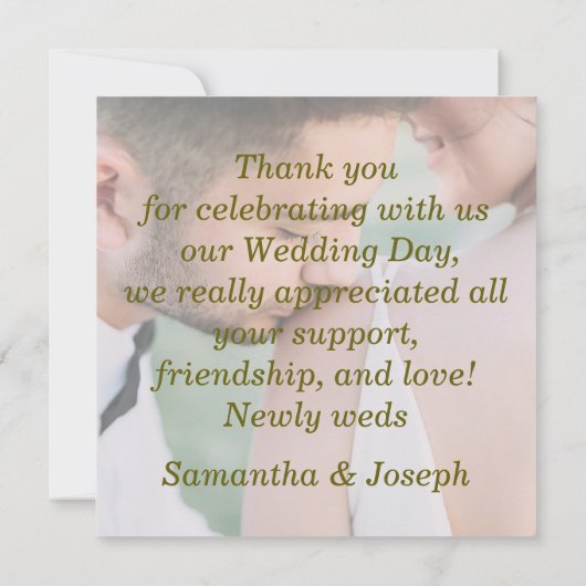 メリーエレガント結婚したエレガントと写真結婚の サンキューカード (裏面)