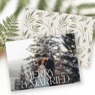 メリーエレガント結婚した写真モダン植物学 シーズンカード