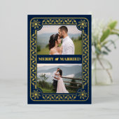 メリーエレガント結婚した2カスタム枚フォトGold Foil H 箔シーズンカード (立ち正面)