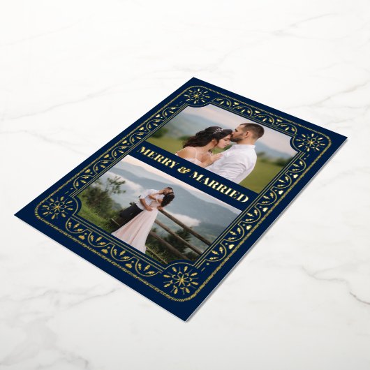 メリーエレガント結婚した2カスタム枚フォトGold Foil H 箔シーズンカード (回転した状態)