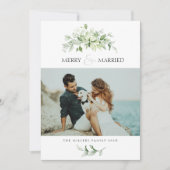 メリーエレガント結婚した&4フォトホリデーカード 招待状 (正面)