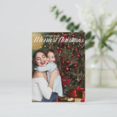 メリーエレガントChristmas White Script Photo ポストカード (スタンド正面)