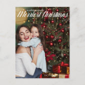 メリーエレガントChristmas White Script Photo ポストカード (正面)